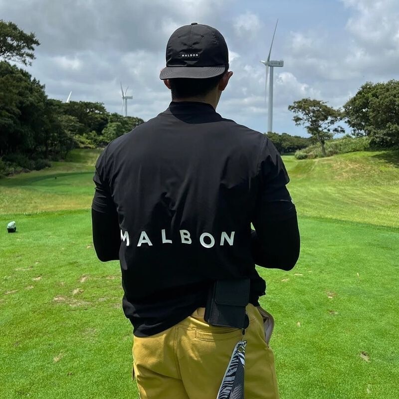 新品 Malbon Golf ゴルフ 半袖モックシャツ ブラック ｌ マルボン メンズの画像3
