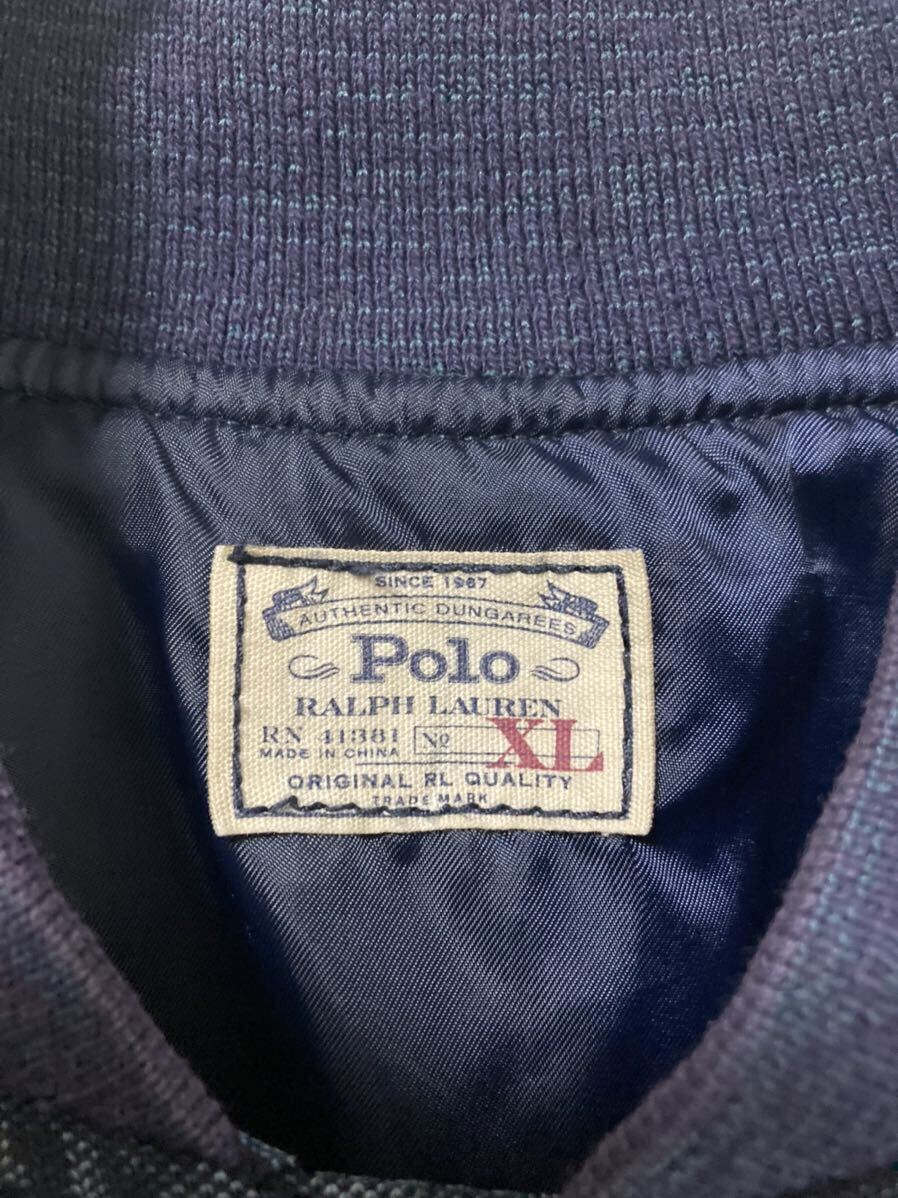 【1円スタート！】Polo RALPH LAUREN ポロ ラルフローレン デニム インディゴ フライトジャケット ブルゾン サイズXL☆90s RRL ビンテージの画像4