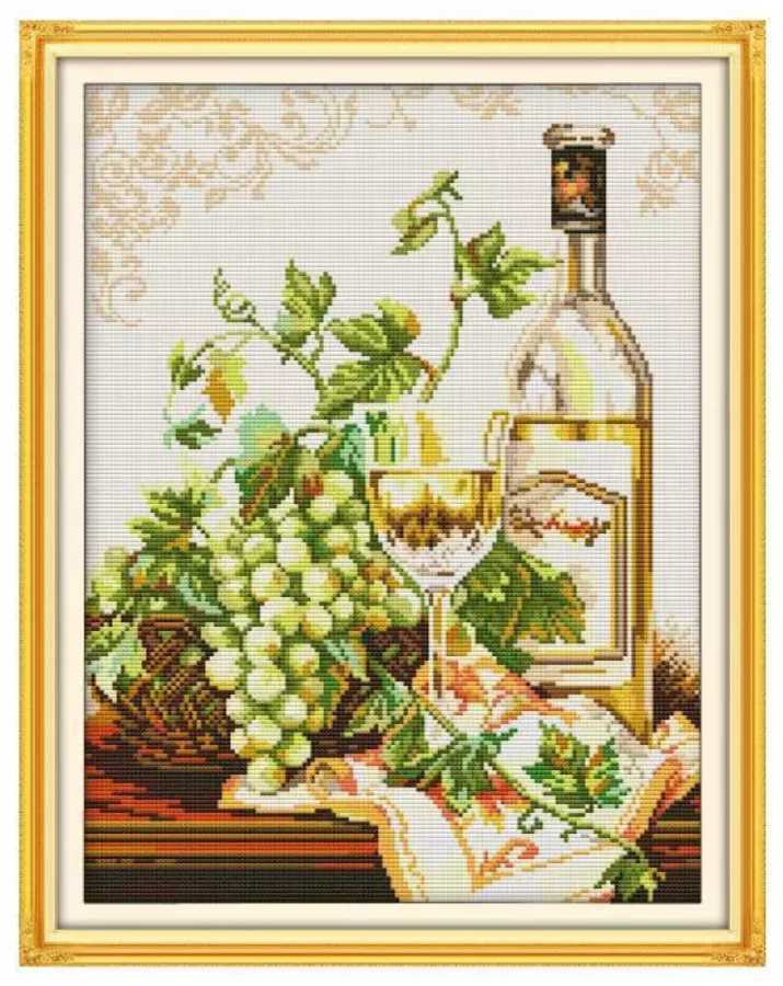 クロスステッチキット シャルドネ 白ワイン 14CT 34×43cm 布に図案印刷あり 刺繍_画像1