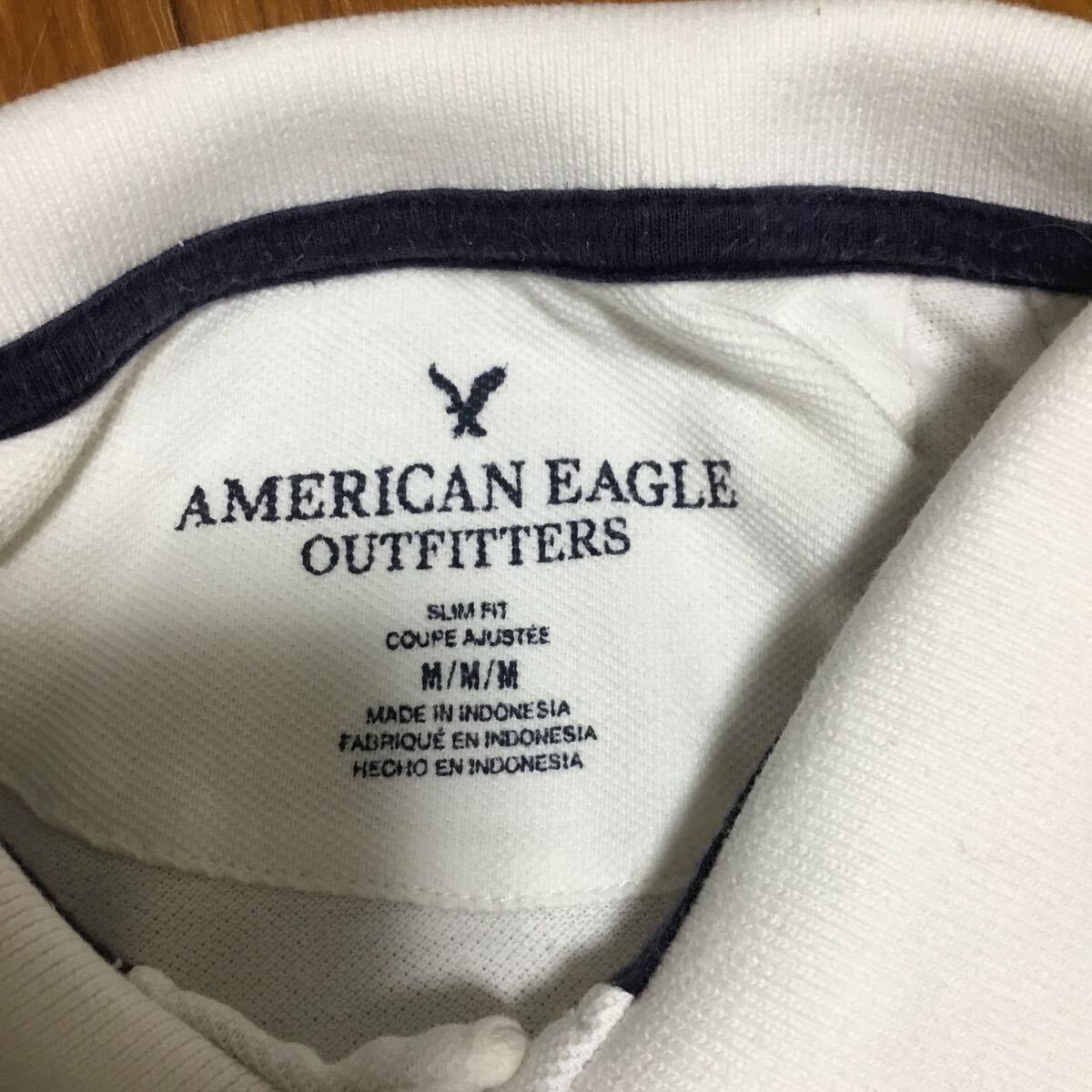 アメリカンイーグル AMERICAN EAGLE 半袖ポロシャツ 半袖 ポロシャツ ホワイト メンズ サイズMの画像3