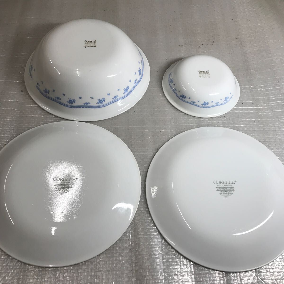 CORELLE コレール モーニングブルー プレート 洋食器 食器 大皿 中皿 深皿 平皿 4点セット 中古品_画像2