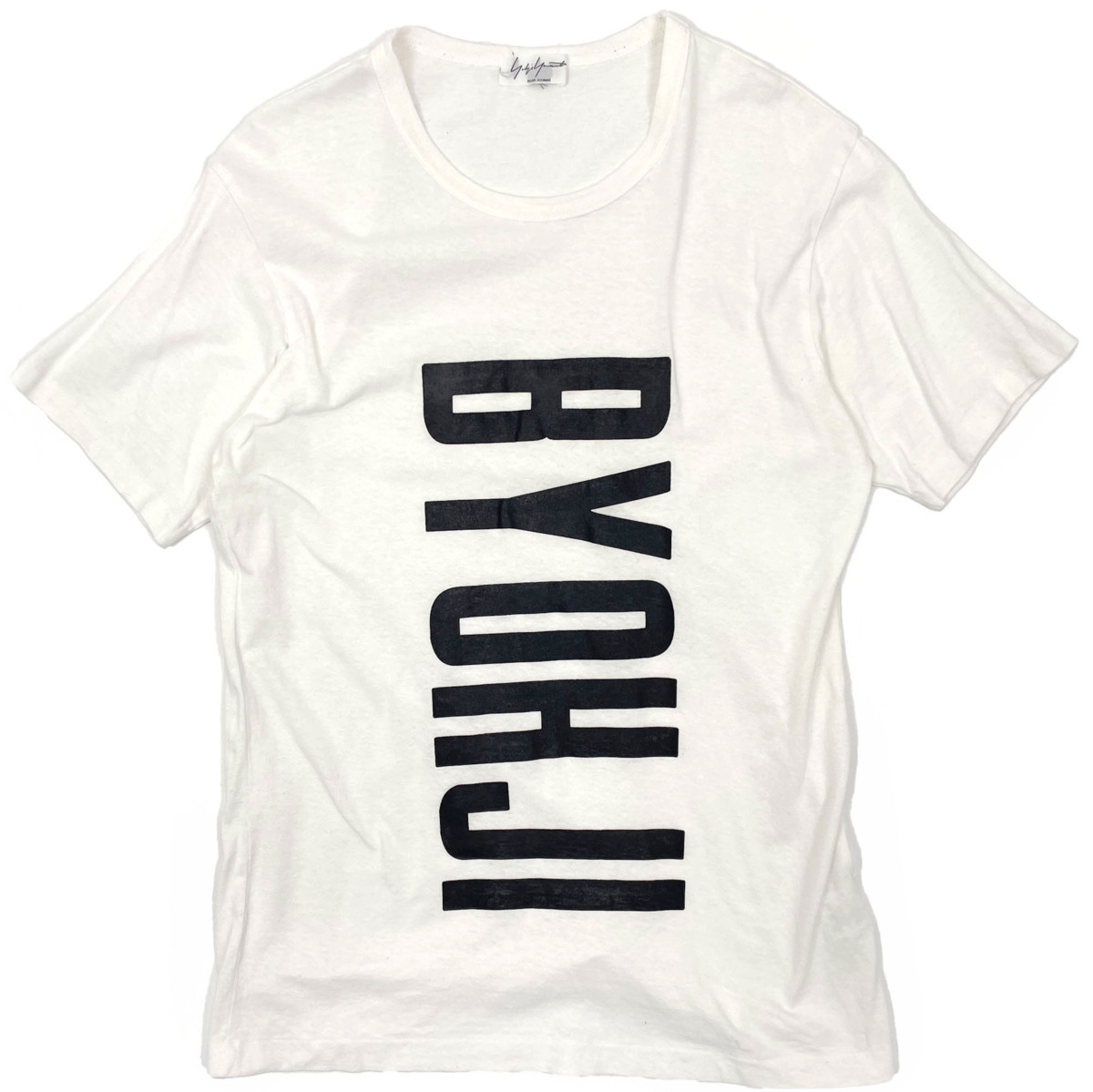 希少!!レア!!◆yohji yamamoto pour homme ヨウジヤマモト B YHOJI ロゴ 半袖 Tシャツ カットソー 3/ホワイト/メンズ 日本製_画像1