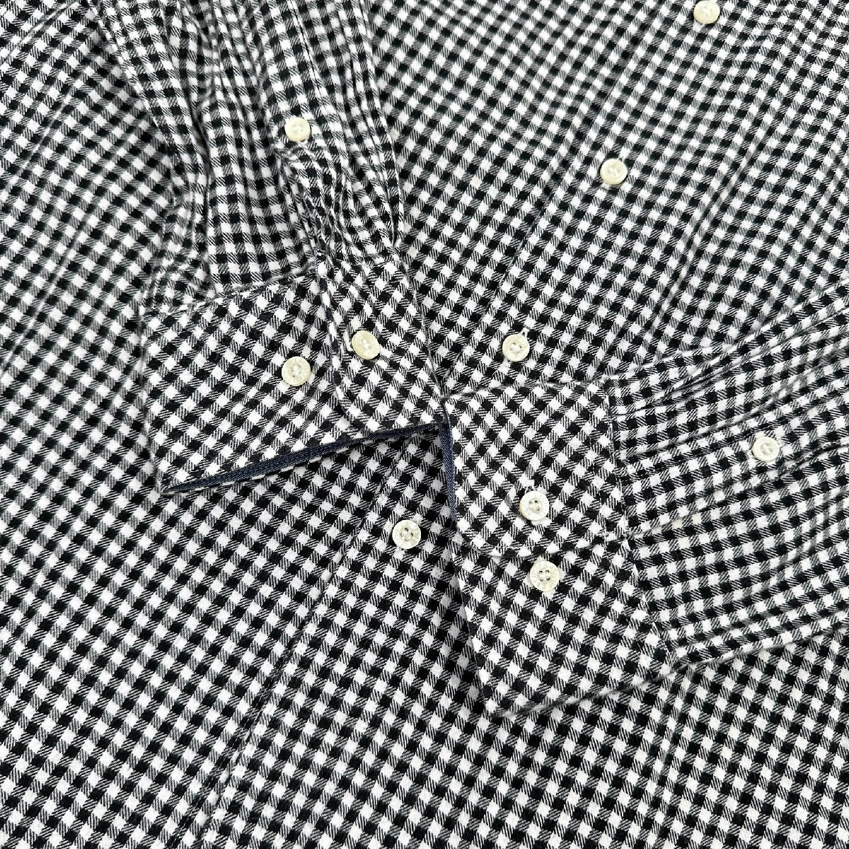 LACOSTE ラコステ ワニ刺繍 ギンガムチェック柄 BD ボタンダウン コットン 長袖 シャツ サイズ4/ブラック×ホワイト系/メンズ ファブリカの画像5