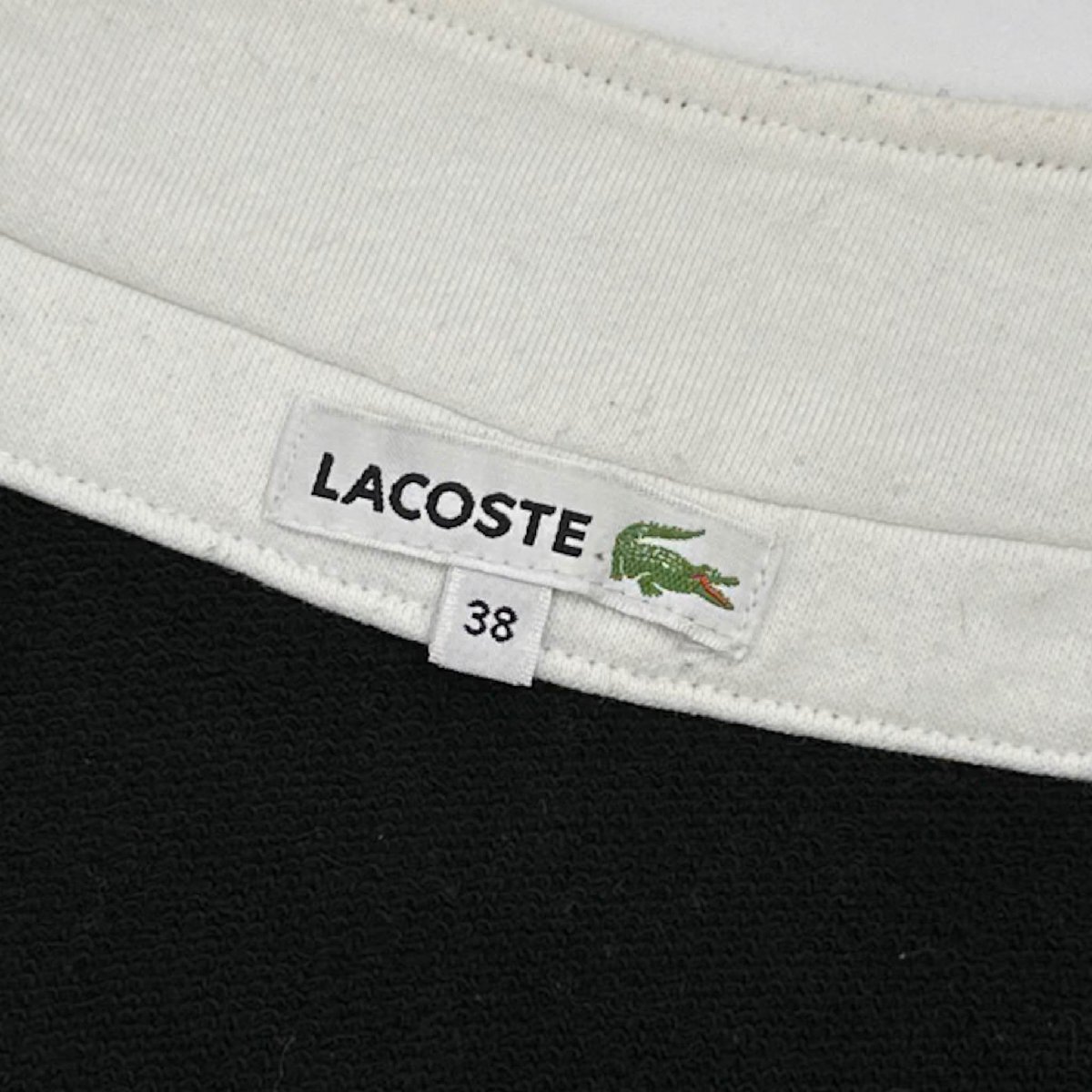 LACOSTE ラコステ ワニ刺繍 ７部丈 ジップ スウェット ジャンパー ジャケット サイズ 38 /黒 ブラック レディース ファブリカ_画像5