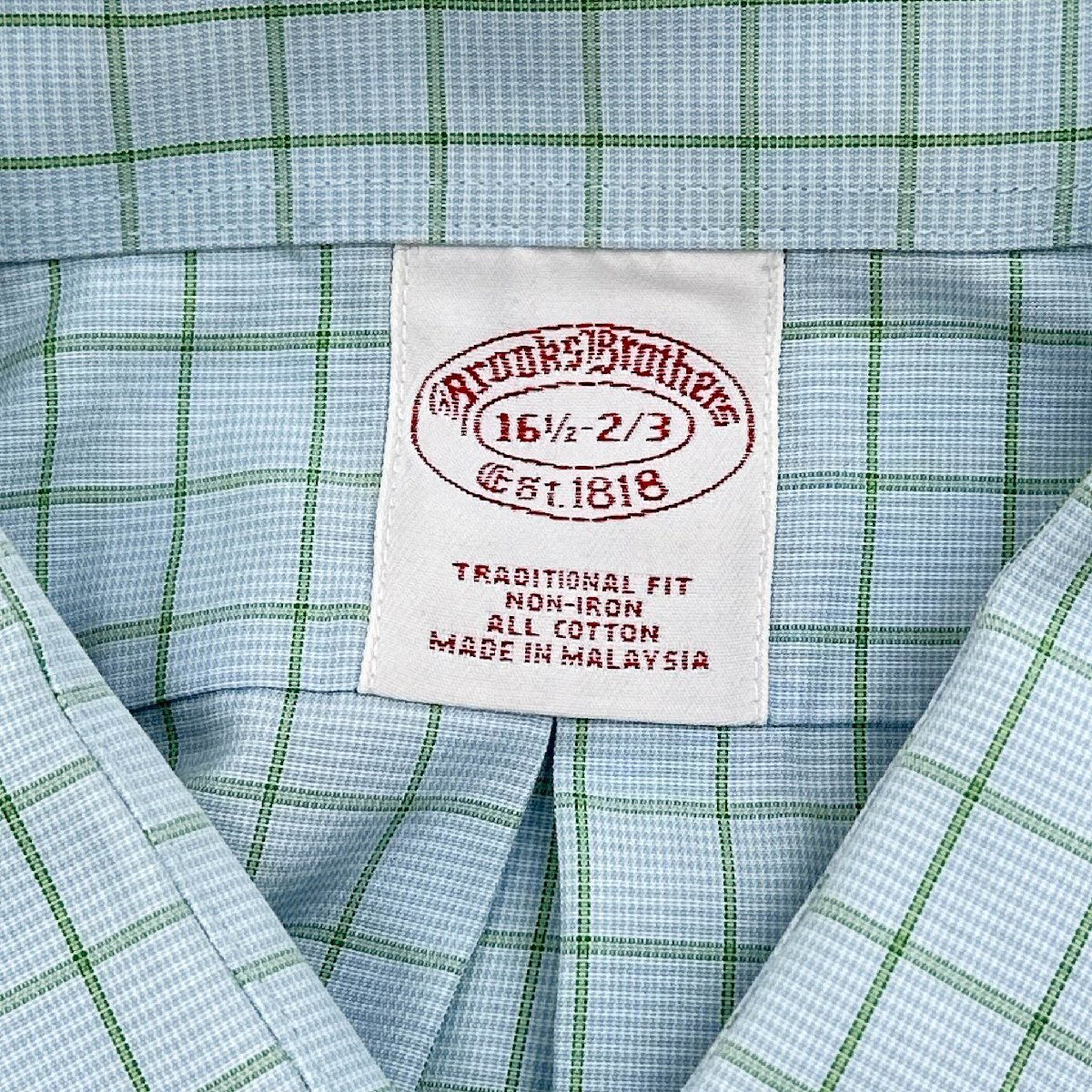 Brooks Brothers ブルックスブラザーズ チェック柄 ポケット付 長袖シャツ ノンアイロン ワイシャツ サイズ 161/2-2/3/メンズ 紳士_画像7