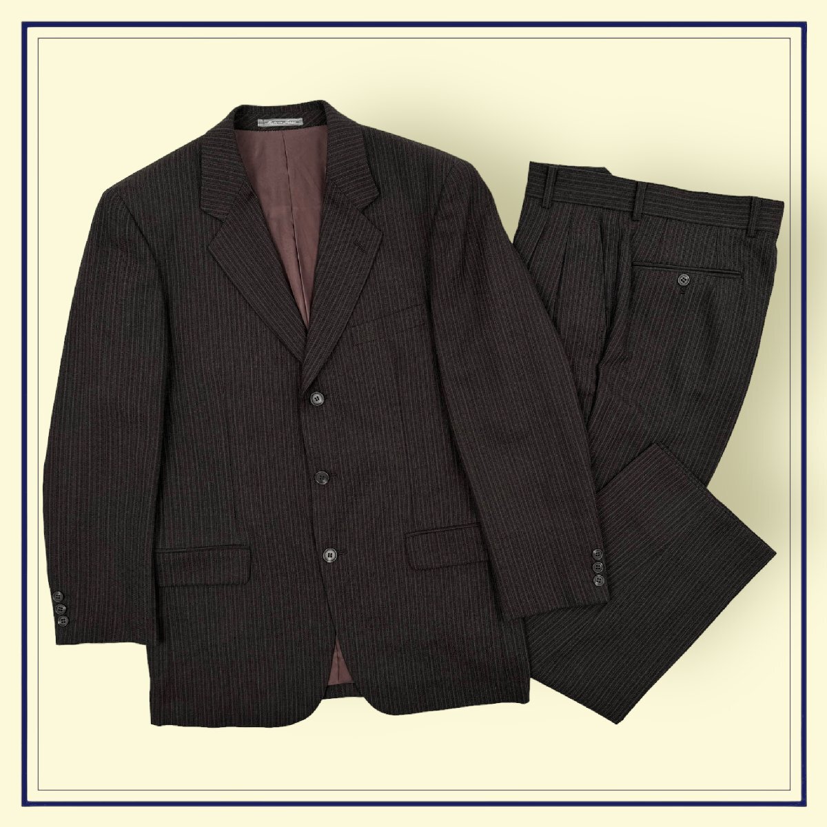 上下◆MAURIZIO BONAS イタリア製生地 セットアップ スーツ テーラードジャケット スラックスパンツ 48 / メンズ 紳士 日本製の画像1