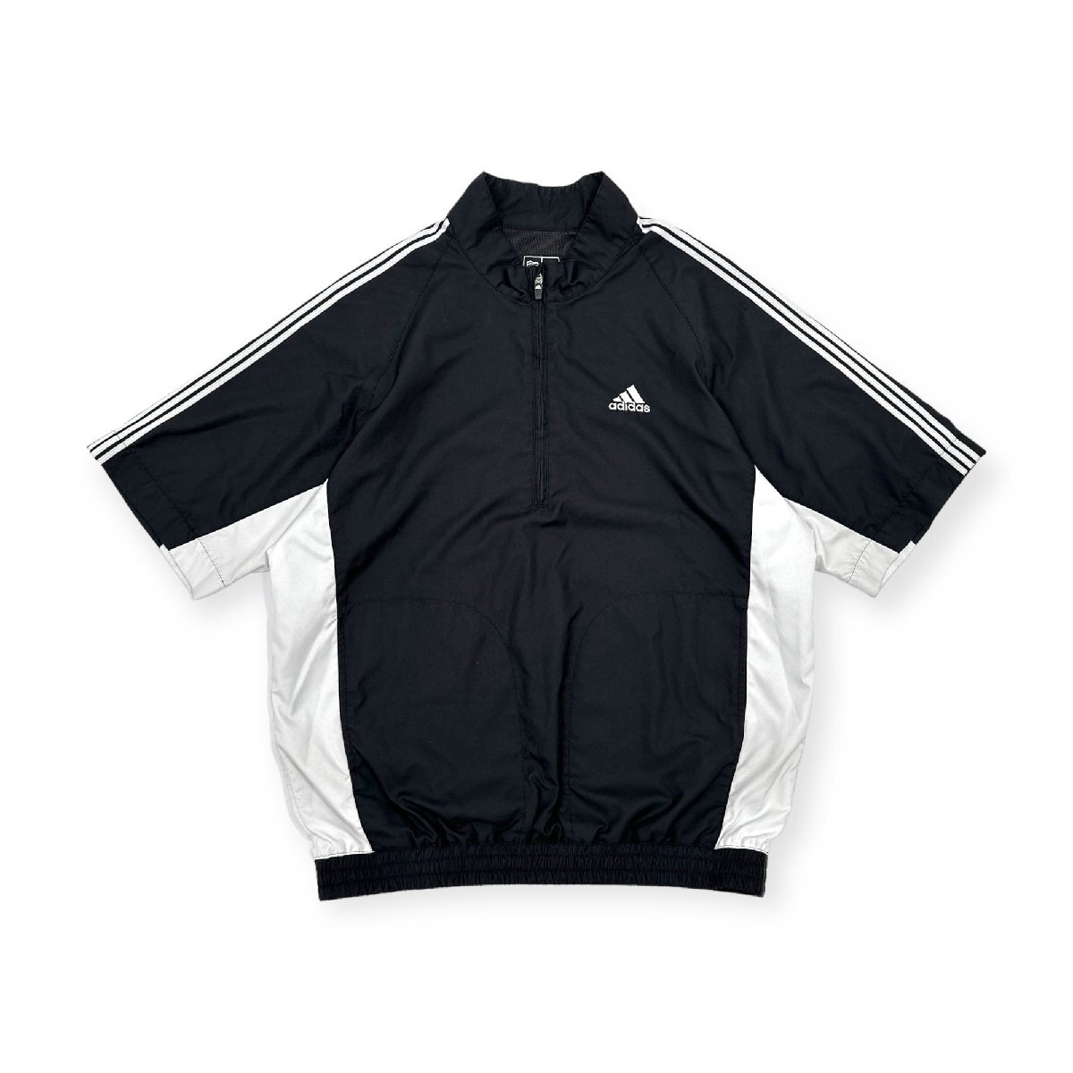 adidas golf アディダスゴルフ ハーフジップ 裏メッシュ 半袖 ウインドブレーカー ジャケット L/黒/ブラック/メンズ/スポーツの画像1