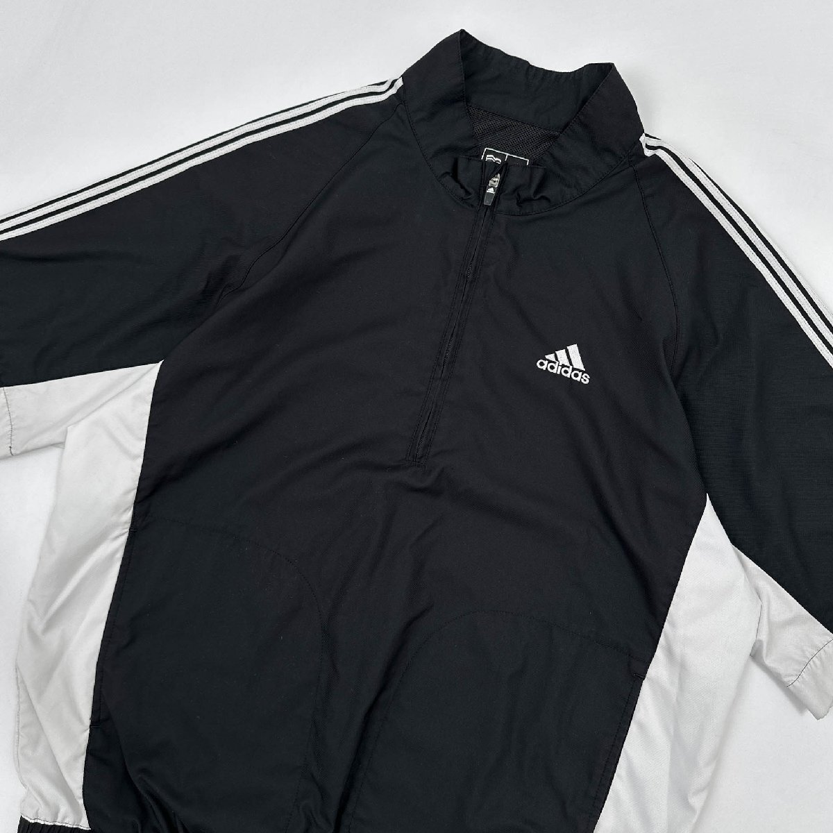 adidas golf Adidas Golf half Zip reverse side mesh short sleeves windbreaker jacket L/ black / black / men's / sport 