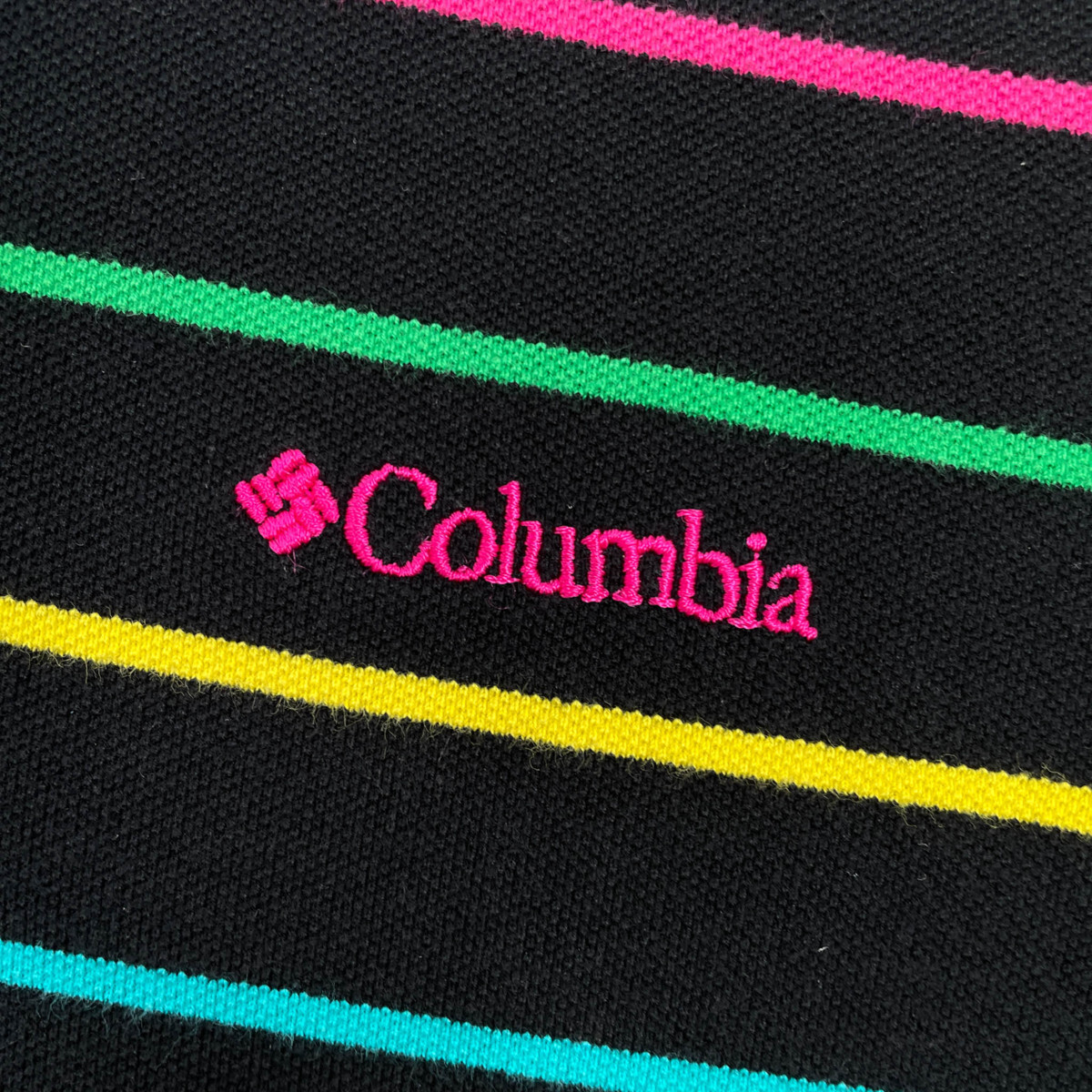 Columbia コロンビア ネオンボーダー 半袖 ポロシャツ Sサイズ / 黒 ブラック メンズ アウトドア 古着の画像4