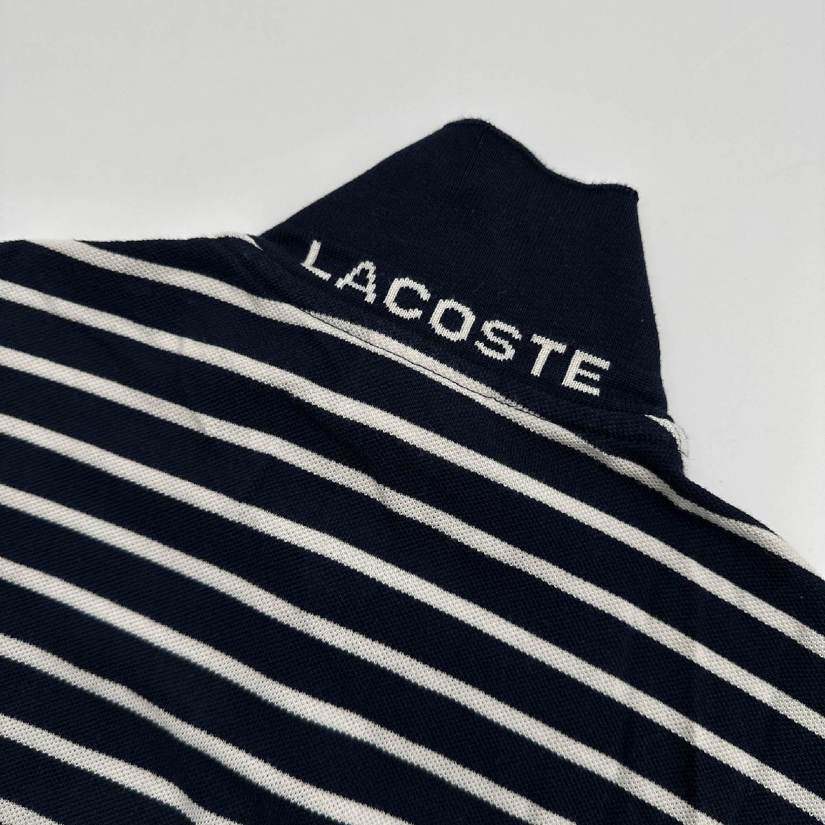 LACOSTE ラコステ ボーダー 半袖 ポロシャツ サイズ 3/ネイビー ホワイト 系/ファブリカ_画像7