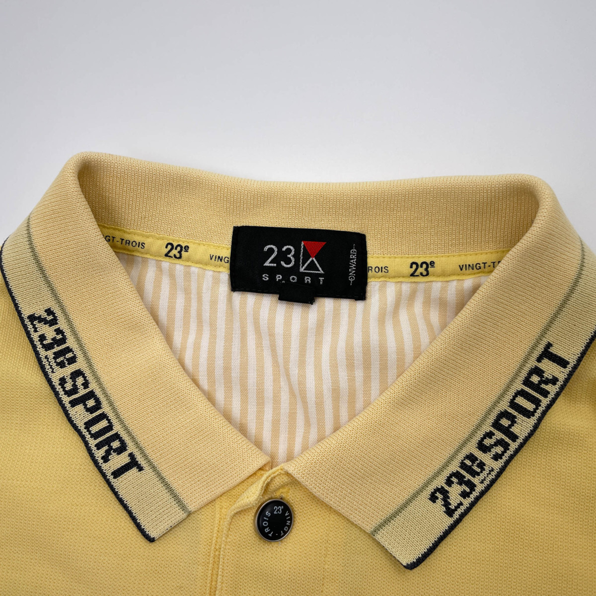 お洒落!!◆23区 SPORT ロゴ刺繍 半袖 ポロシャツ サイズ 4/ライトイエロー メンズ 日本製 ゴルフ スポーツの画像5