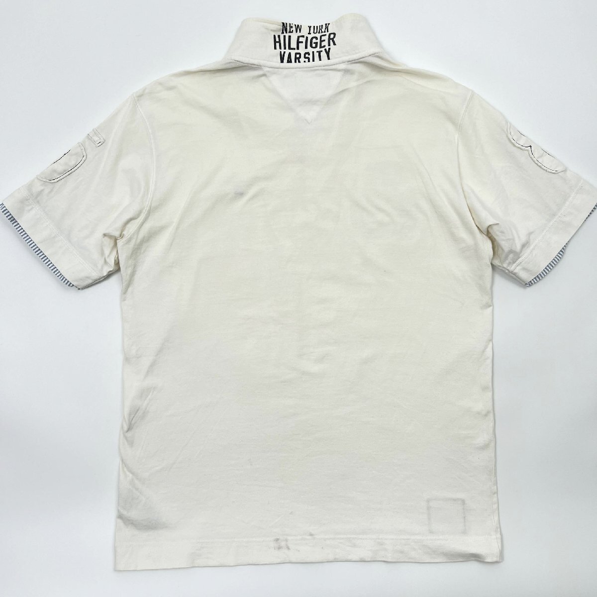 TOMMY HILFIGER トミーヒルフィガー ワッペン ナンバリング セミデコ ハーフジップ 半袖 シャツ M /白/ホワイト/ポロシャツの画像8