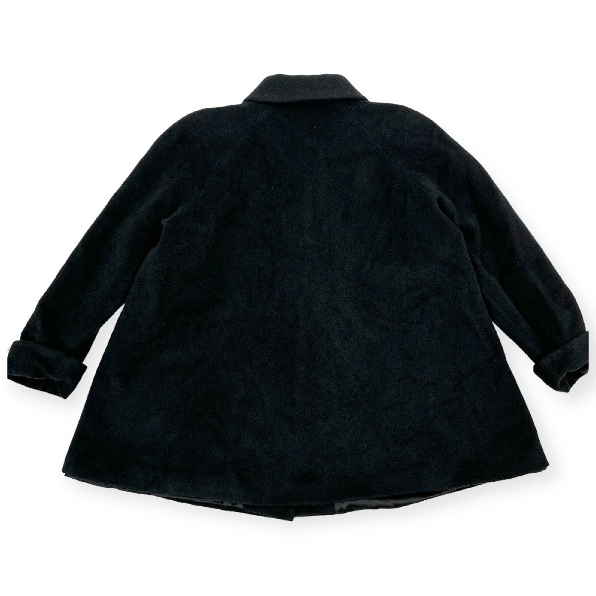 イタリア製◆TRENDS モヘア混 身幅ゆったり Aライン デザイン ウールコート サイズ 40 / 黒 ブラック レディース 古着 オールド_画像8