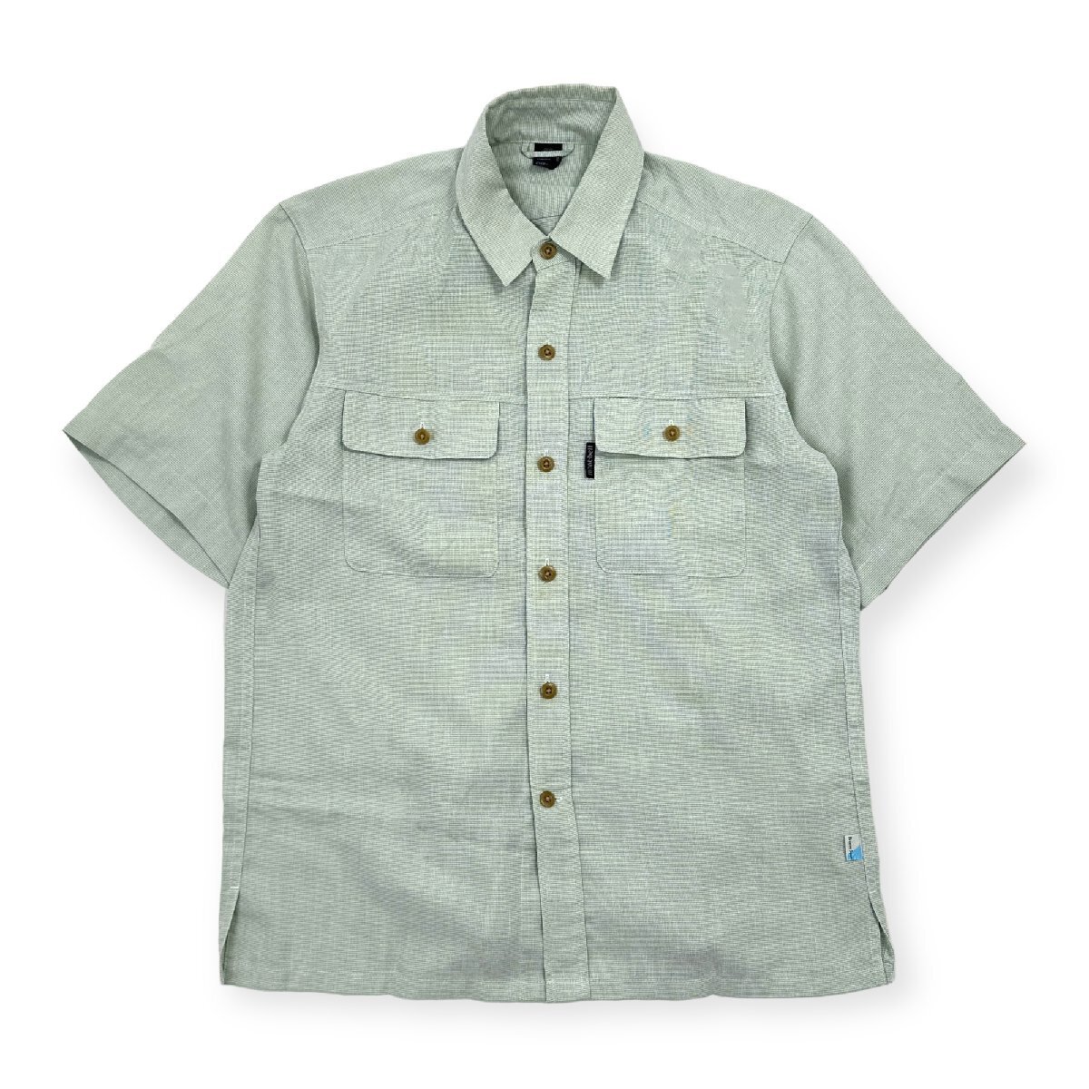 mont-bell モンベル 半袖 シャツ 両胸ポケット サイズ M (JAPAN) /メンズ/アウトドア/グリーン系 ウィックロン #1104610の画像1