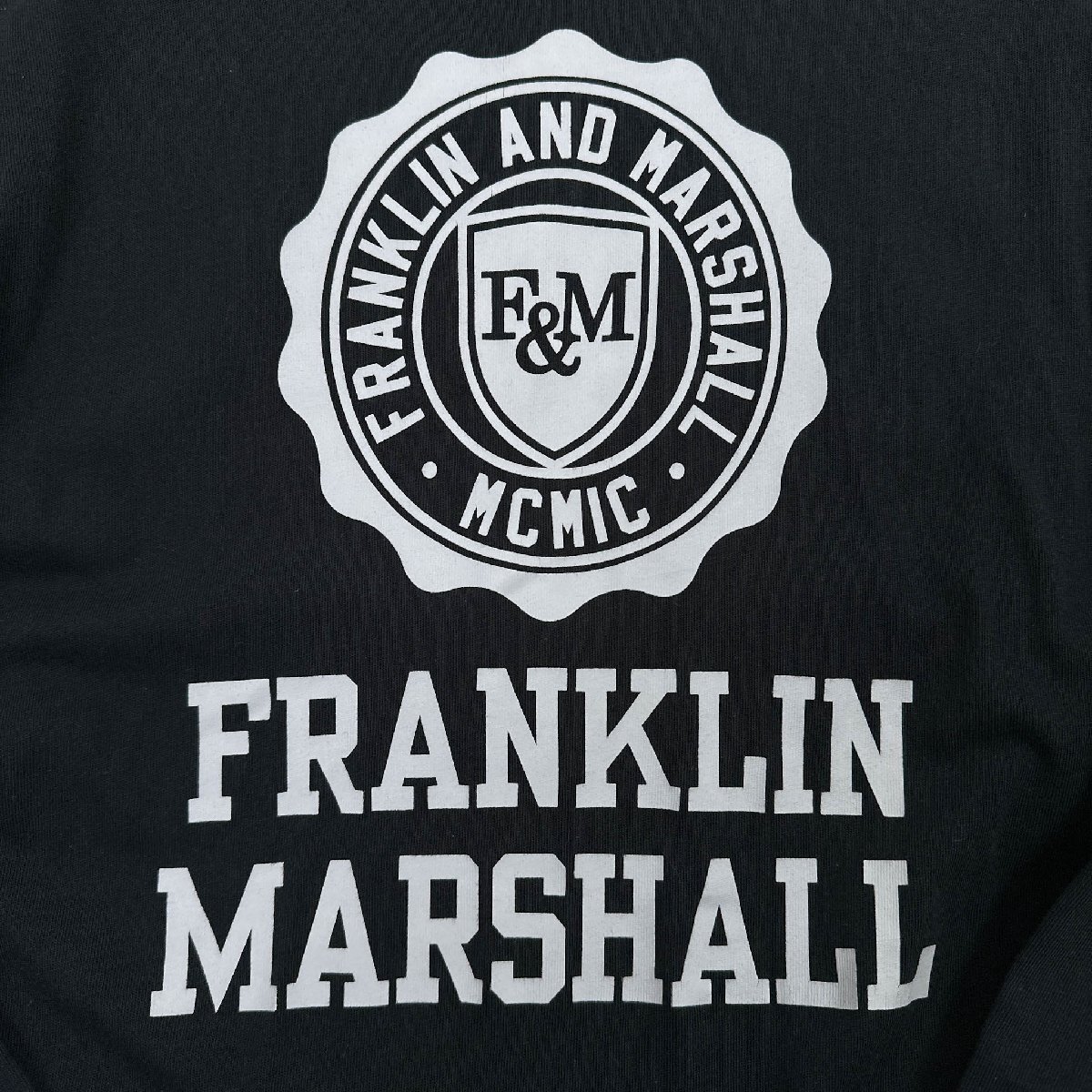 イタリア製◆FRANKLIN & MARSHALL フランクリンマーシャル VARSITY クルーネック ロンT ロングTシャツ 長袖 カットソー Mサイズ/ブラック系_画像4