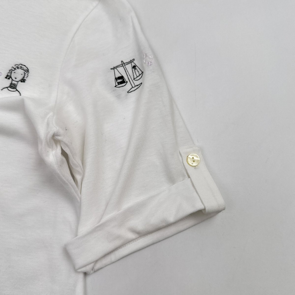 PICONE ピッコーネ ビーズ 刺繍 星座 デザイン 半袖Tシャツ カットソー サイズ 38 /白 ホワイト/レディース/日本製の画像5