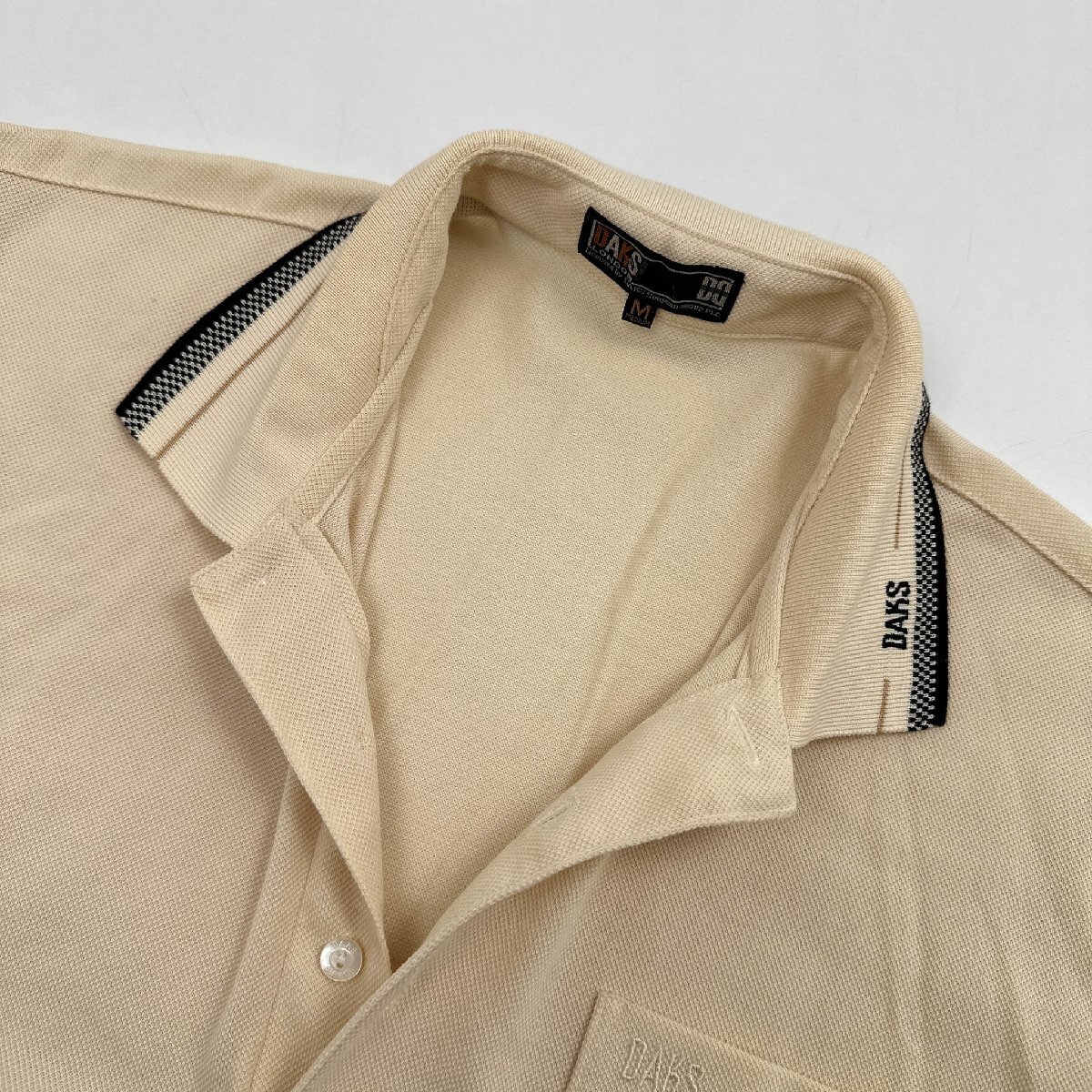 DAKS GOLF ダックスゴルフ 鹿の子 半袖 ポロシャツ M / ライトベージュ メンズ 日本製_画像4