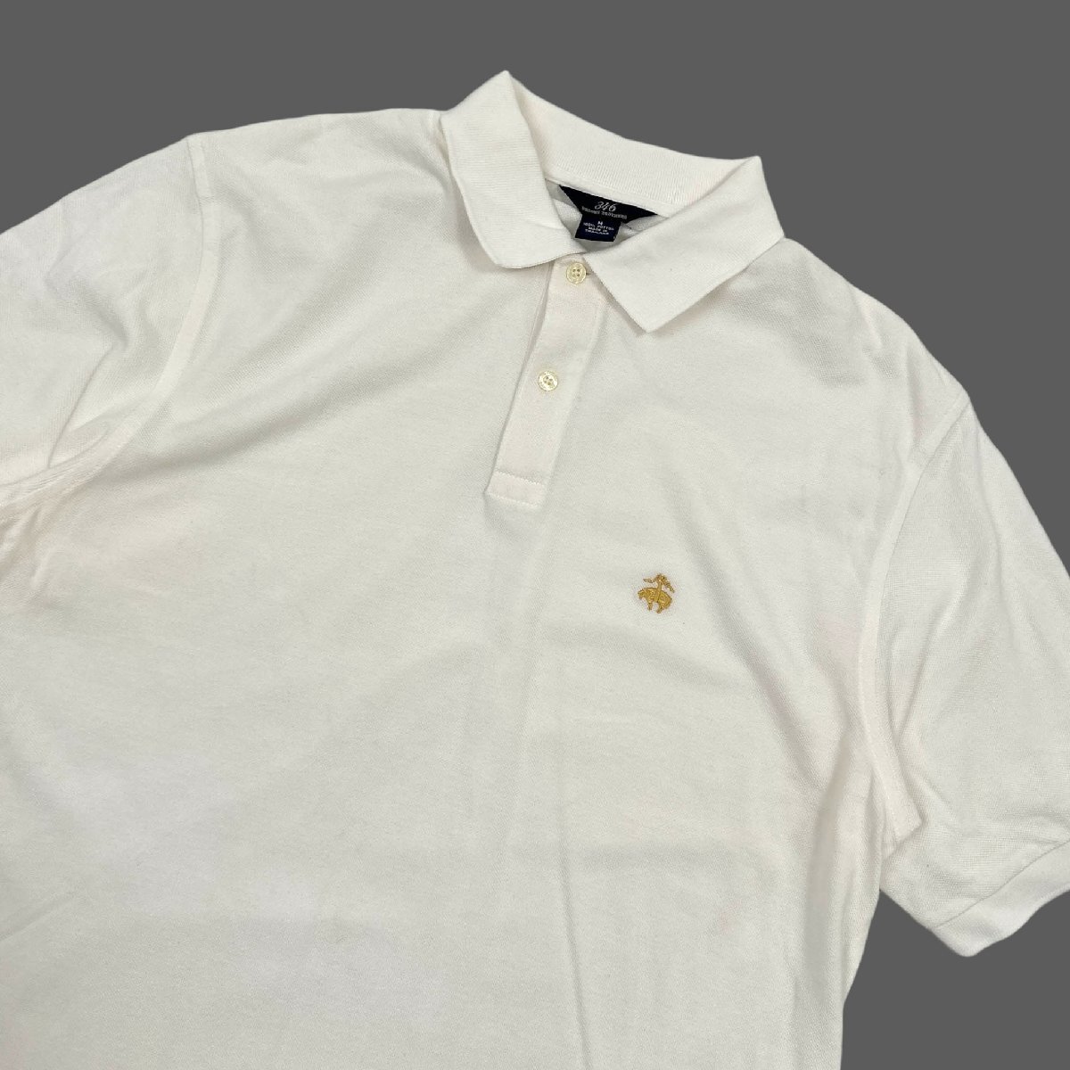 Brooks Brothers 346 ブルックスブラザーズ 鹿の子 半袖 ポロシャツ シャツ Mサイズ/ホワイト 白/メンズ_画像2