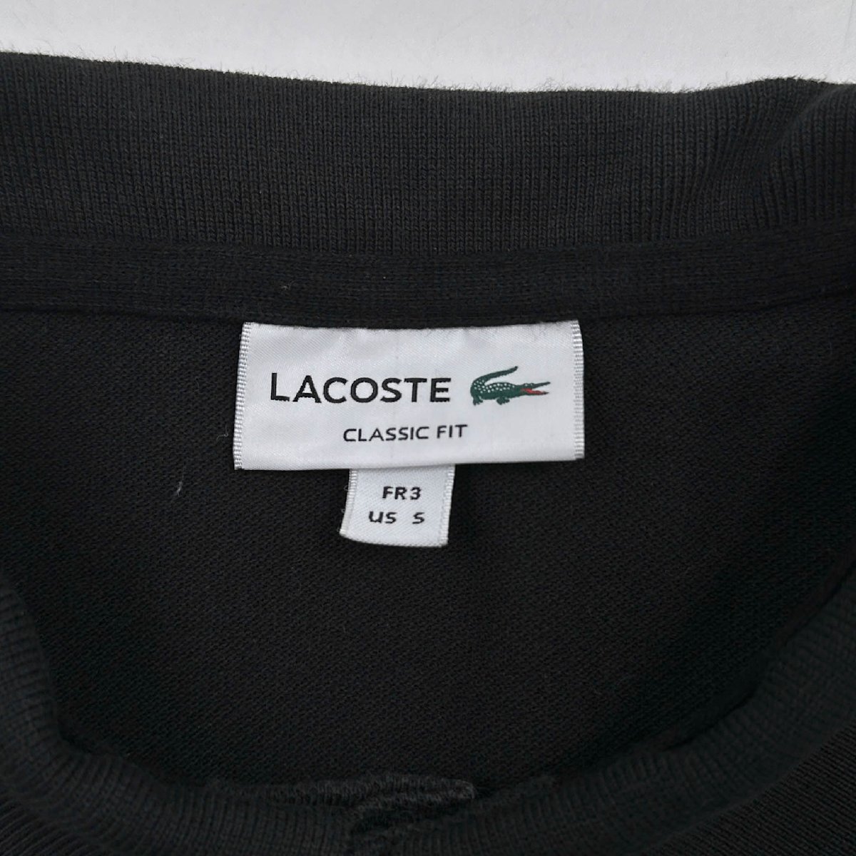 LACOSTE ラコステ CLASSIC FIT ワニ刺繍 鹿の子 半袖 ポロシャツ サイズ 3(FR) /黒/ブラック/メンズの画像5