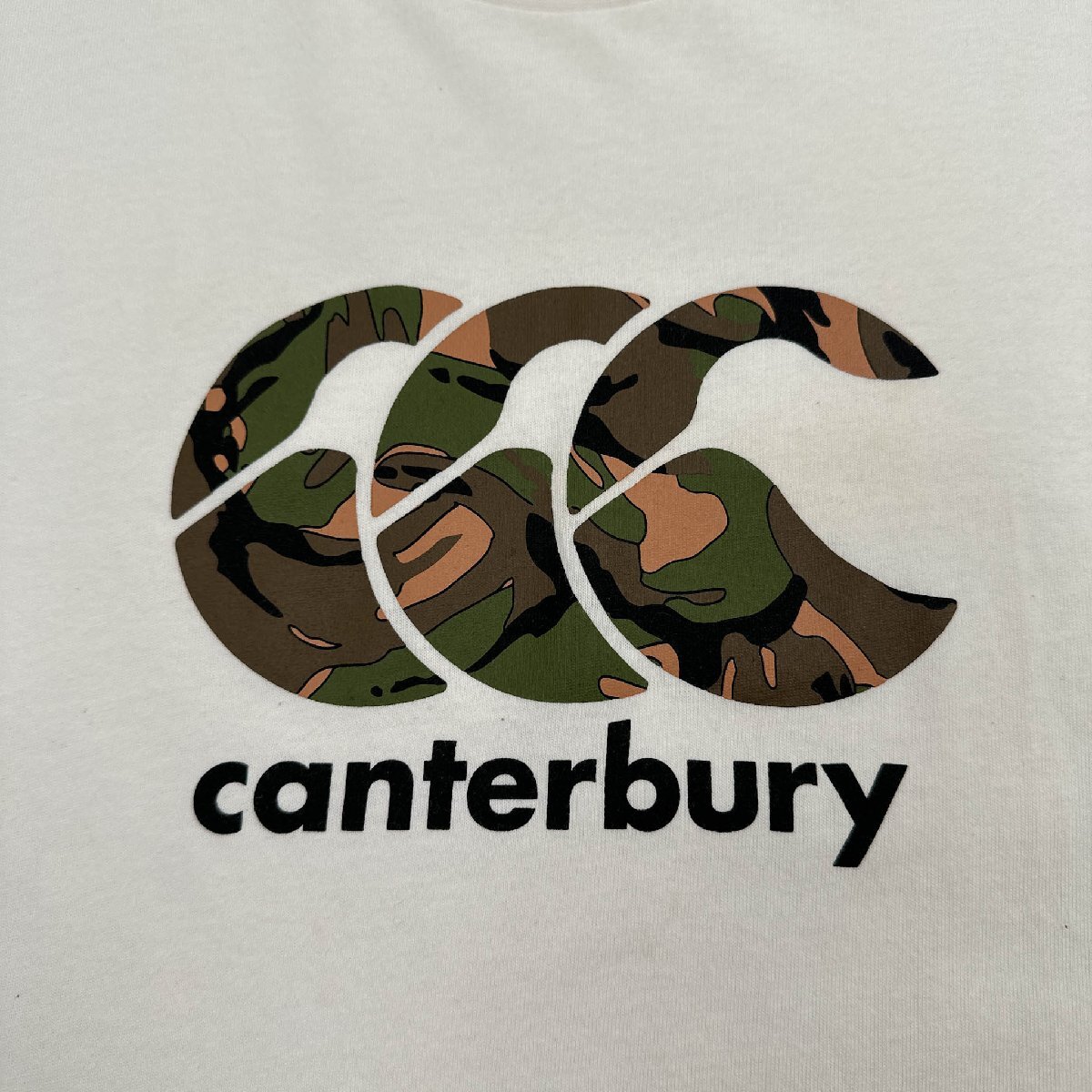 CANTERBURY カンタベリー カモフラ ロゴプリント 半袖 Tシャツ L /白/ホワイト/メンズ/ラグビー_画像5