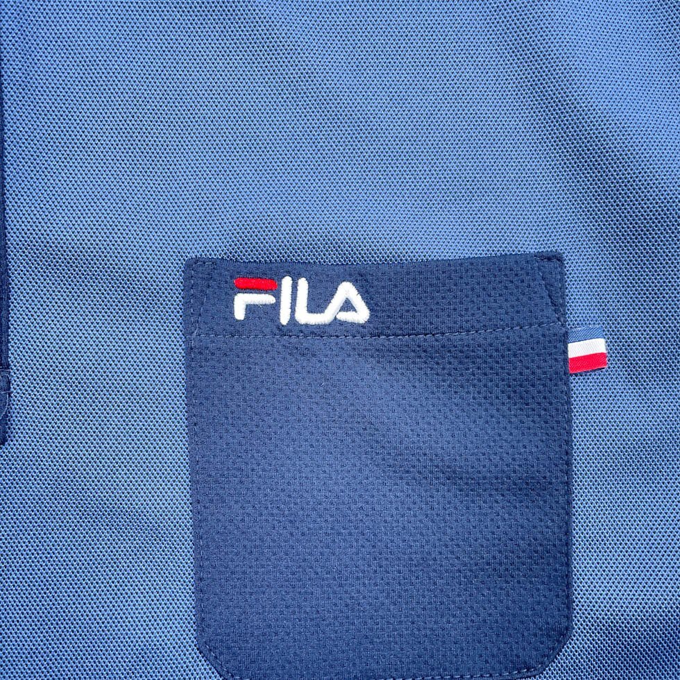 FILA フィラ オーバーサイズ ロゴ刺繍 ドライ 半袖 ポロシャツ LLサイズ /ネイビー ブルー 系/スポーツ_画像3