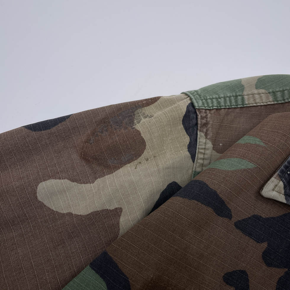 VINTAGE ヴィンテージ ウッドランドカモ BDU コンバットジャケット リップストップ サイズ M-L ミリタリー 迷彩柄 カモフラ 米軍の画像4