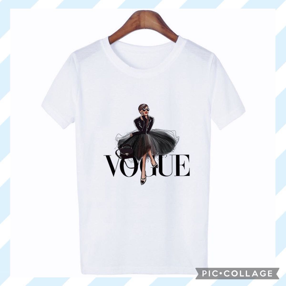 【新品】Vogue Tシャツ ホワイト＆ブラック Lサイズ