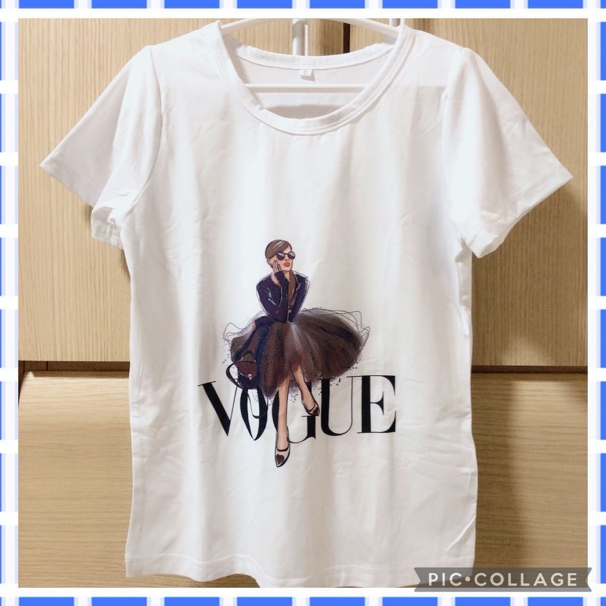 【新品】Vogue Tシャツ ホワイト＆ブラック Lサイズ