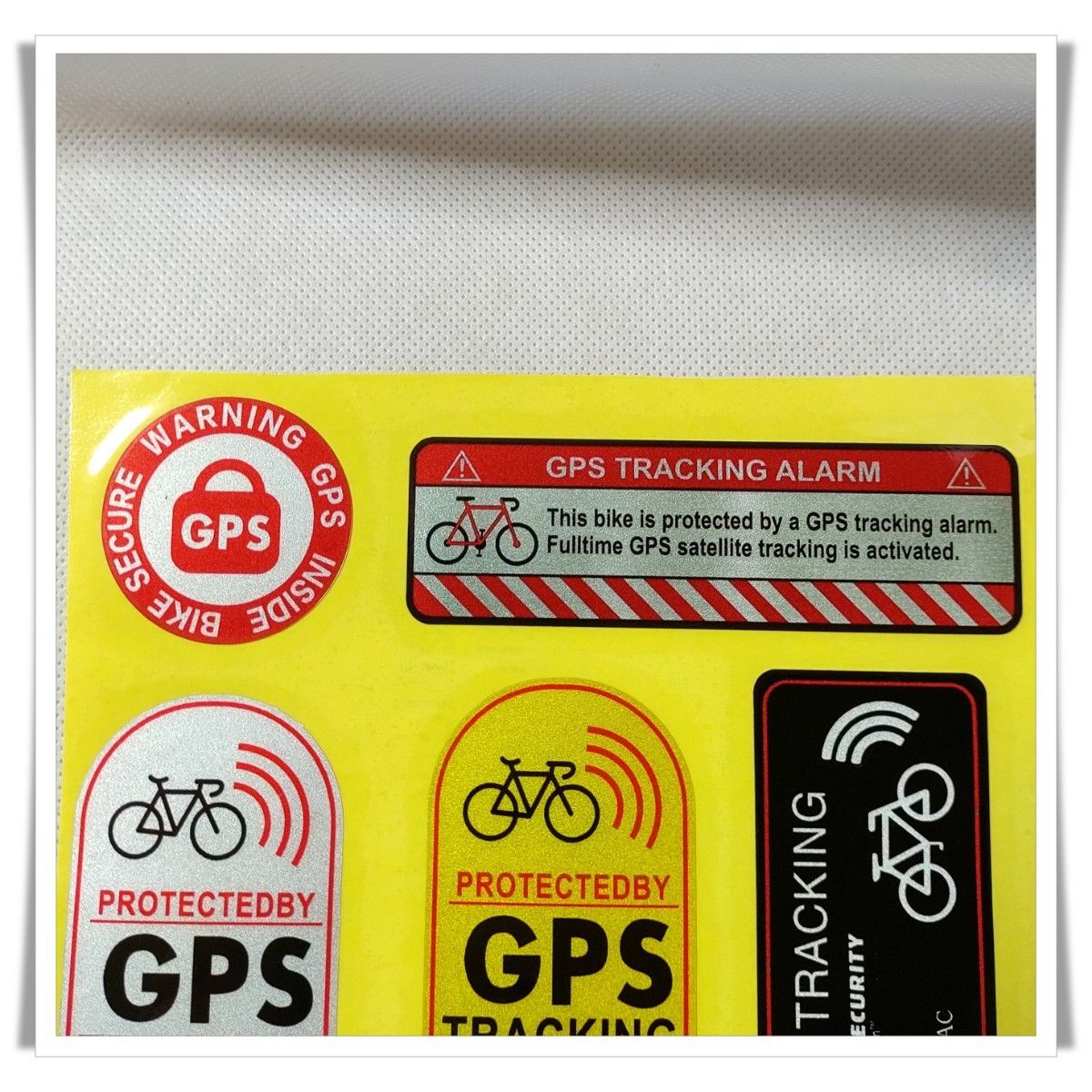 !! WARNING !!　GPS ステッカー　自転車　警告　車 セキュリティ