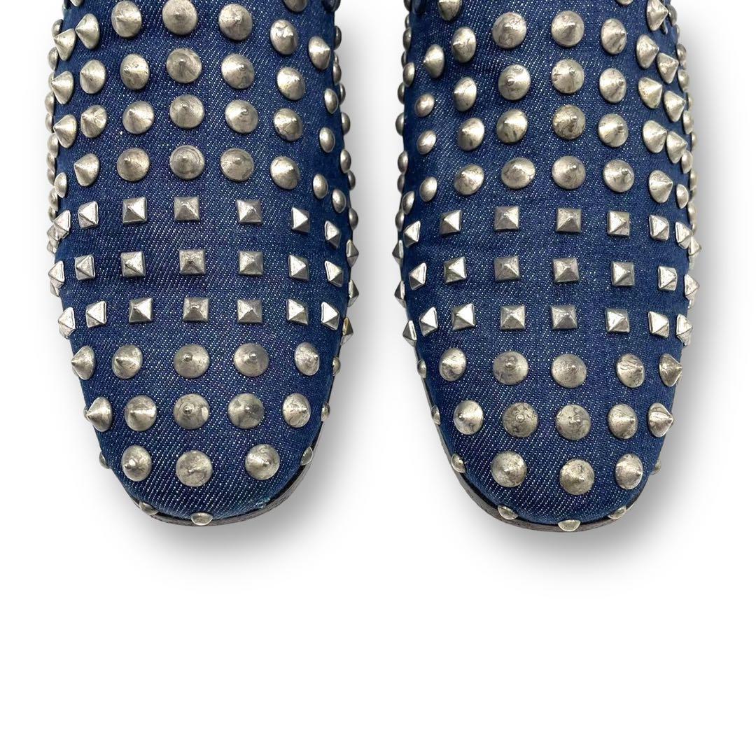 【美品 入手困難品】DSQUARED2 ディースクエアード ローファー シューズ 靴 デニム スタッズ ブルー 青 付属品完備 26㎝ 41表記 メンズ の画像6