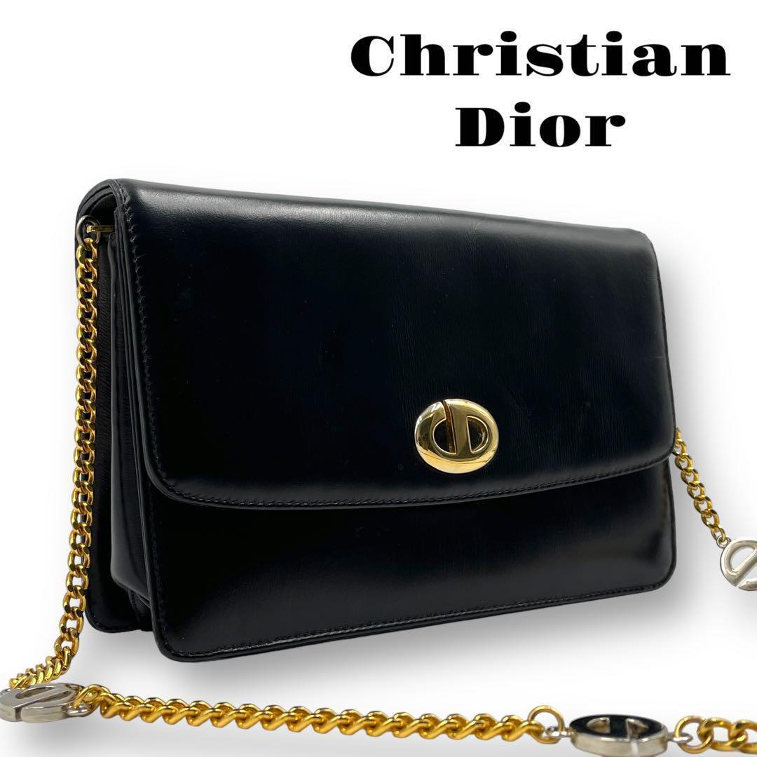 良品 Christian Dior ディオール 2way ショルダーバッグ ハンド フラップ 自立 CD 黒_画像1