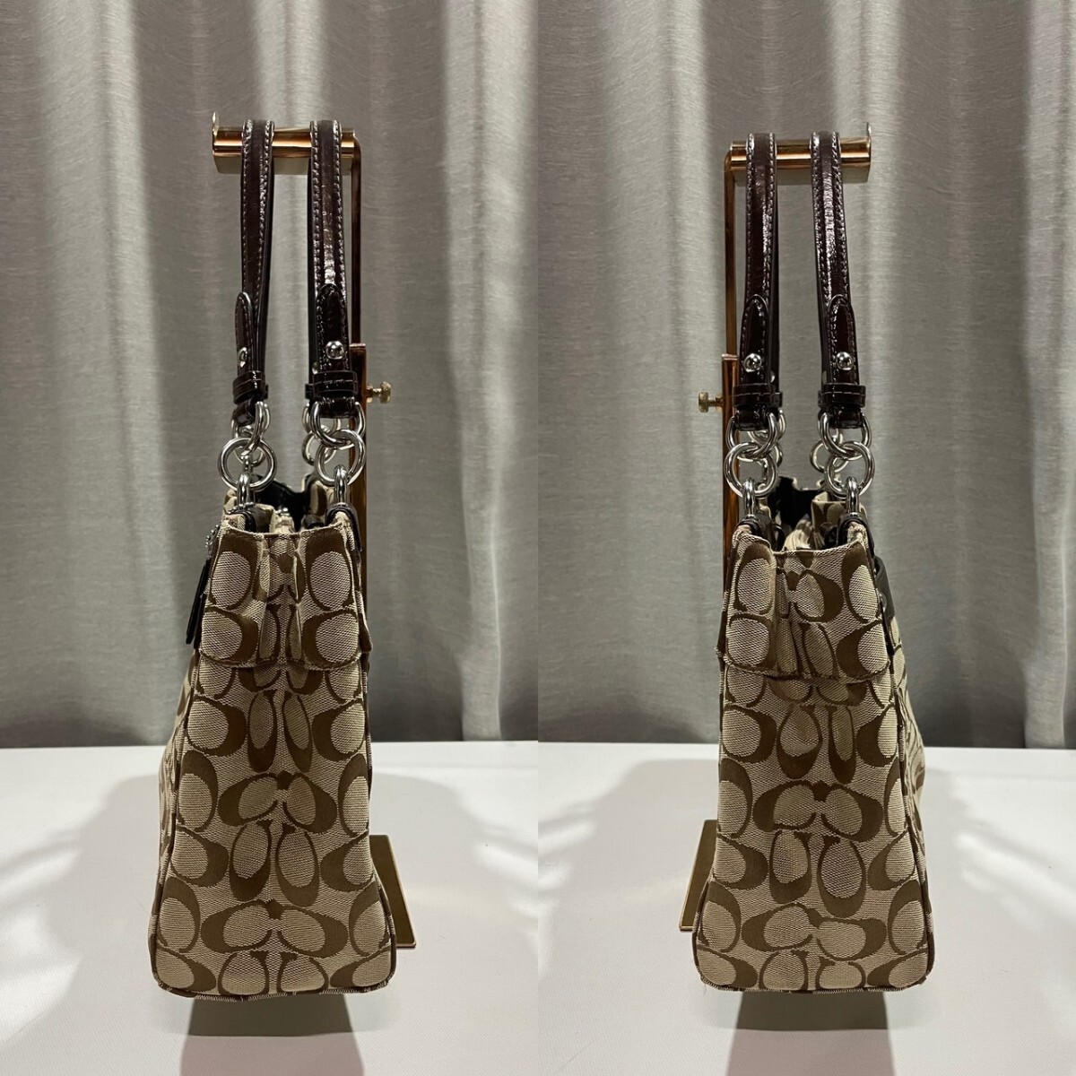 COACH コーチ シグネチャー 16540 ハンドバッグ トートバッグ 鞄 ブラウン系の画像3