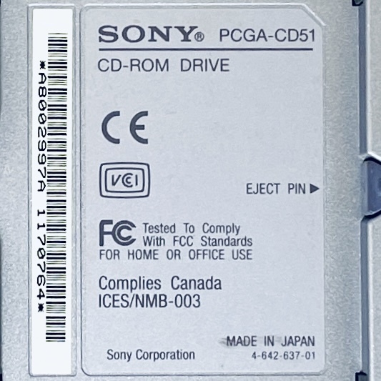 【ジャンク】CD-ROMドライブ　SONY　PCGA-CD51 SN(A8002997A11770764) ID(495)