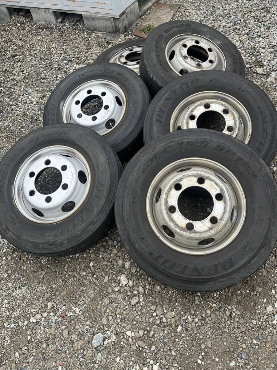 225/80R17.5 123/122L DUNLOP DECTES SP122 2021年製 9分山　17.5×6.00 127-9TC 6穴TOPY 6本セット☆エルフ4t_画像1