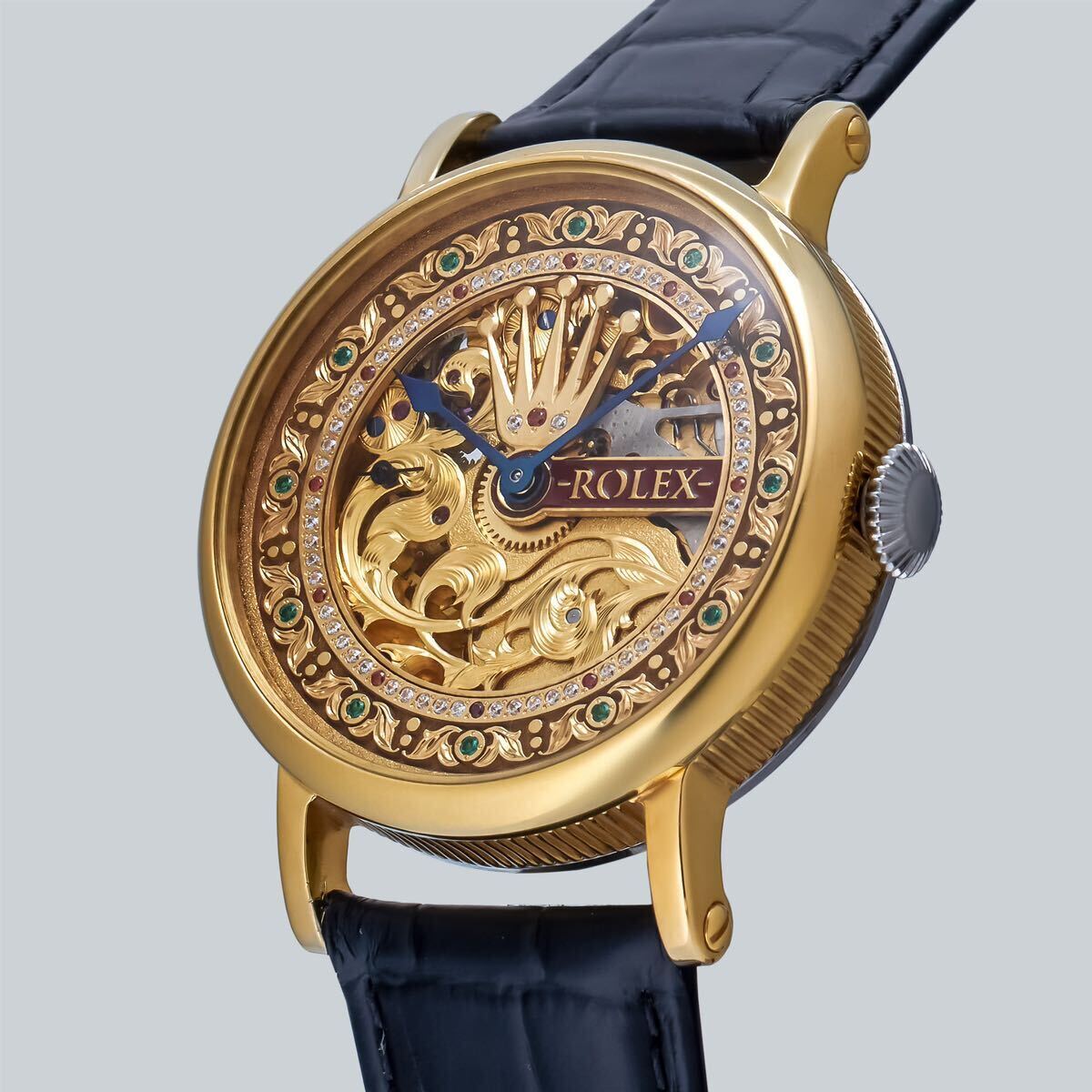 アンティーク Marriage watch ROLEX 懐中時計をアレンジした44mmのメンズ腕時計 半年保証 手巻き スケルトンの画像3