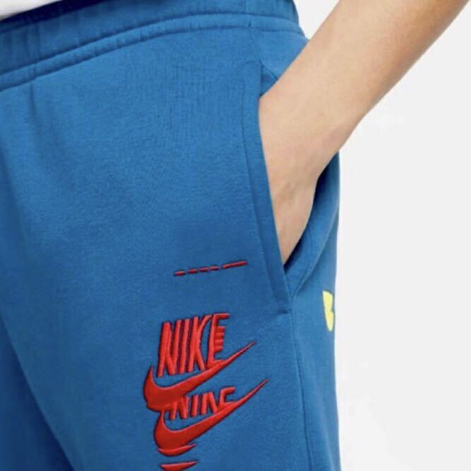 激レアNIKE スウェットフリース パンツ　2XL MARINA BLUE ショーガーパンツ　マリーナブルー　カラフルロゴ　スウェット　ナイキ_画像1