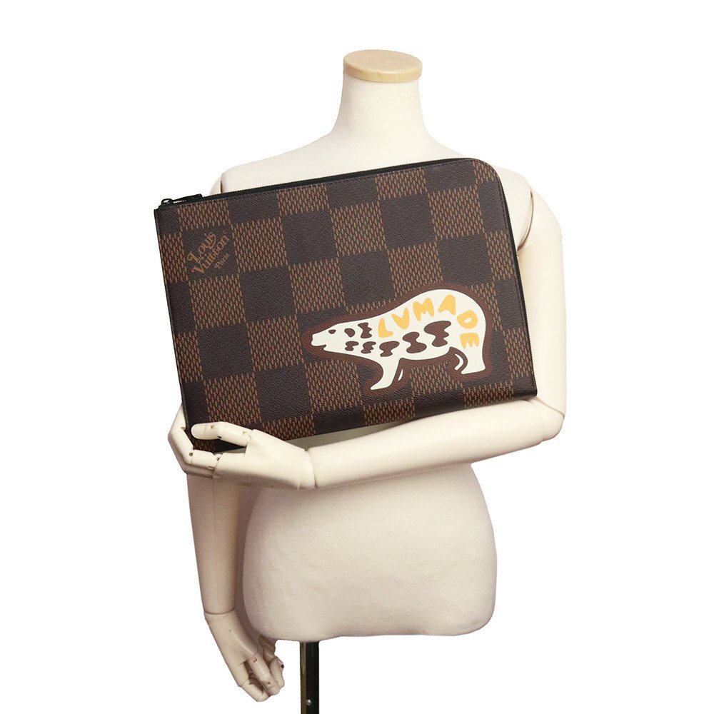 （新品・未使用品）ルイ ヴィトン LOUIS VUITTON ポシェット ジュール NIGO コラボ クラッチバッグ 白熊 ダミエ ブラウン 茶 N60390_画像7