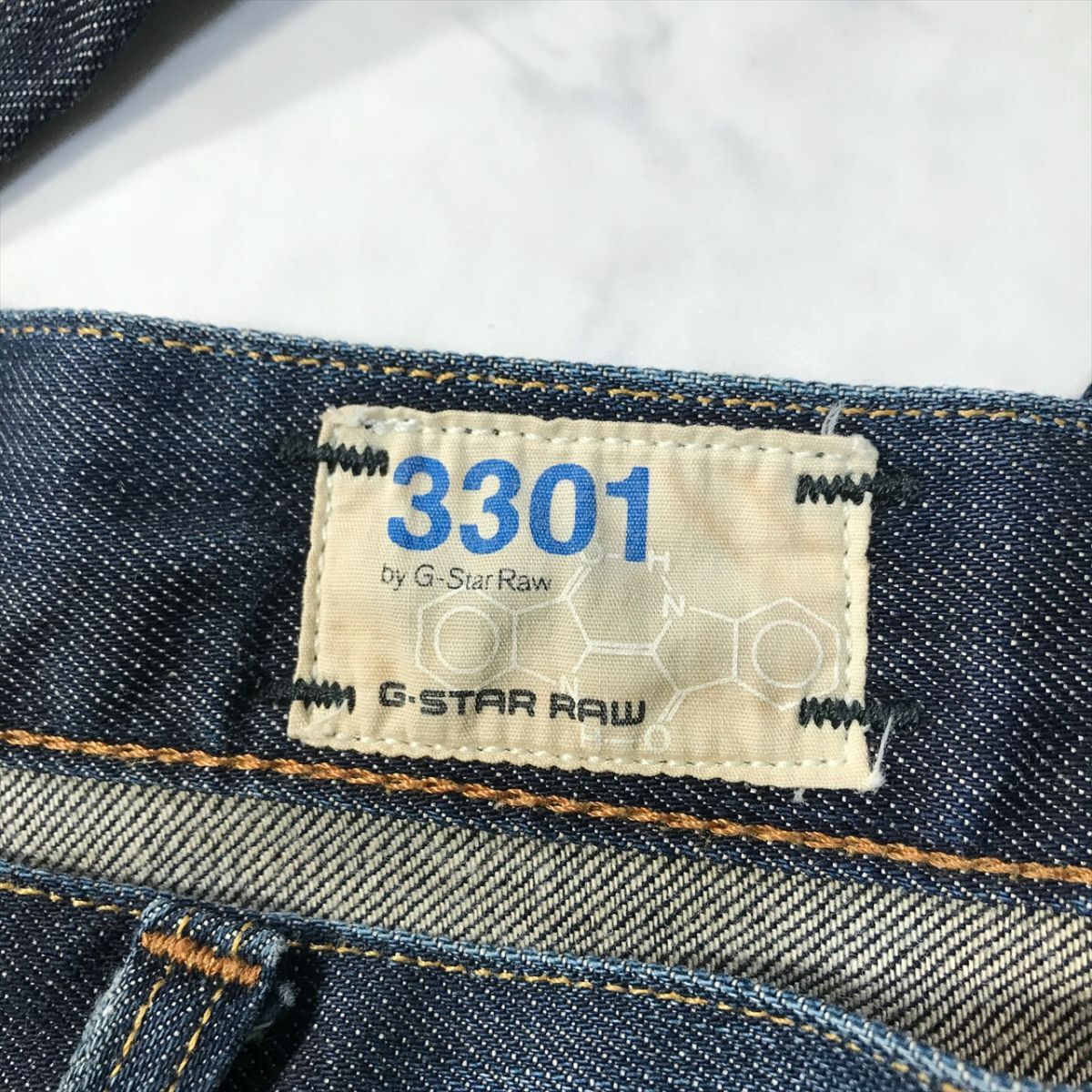 《良品◎》G-STAR RAW ジースターロゥ★3301*デニムパンツ*ジーンズ*ジーパン*インディゴブルー*サイズ28(MA6266)◆S60_画像8