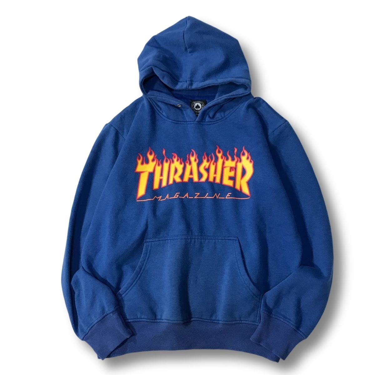 《良品◎》THRASHER スラッシャー★ビッグロゴ*フーデットプルオーバーパーカー*ブルー*サイズM(MA6281)◆S80の画像1