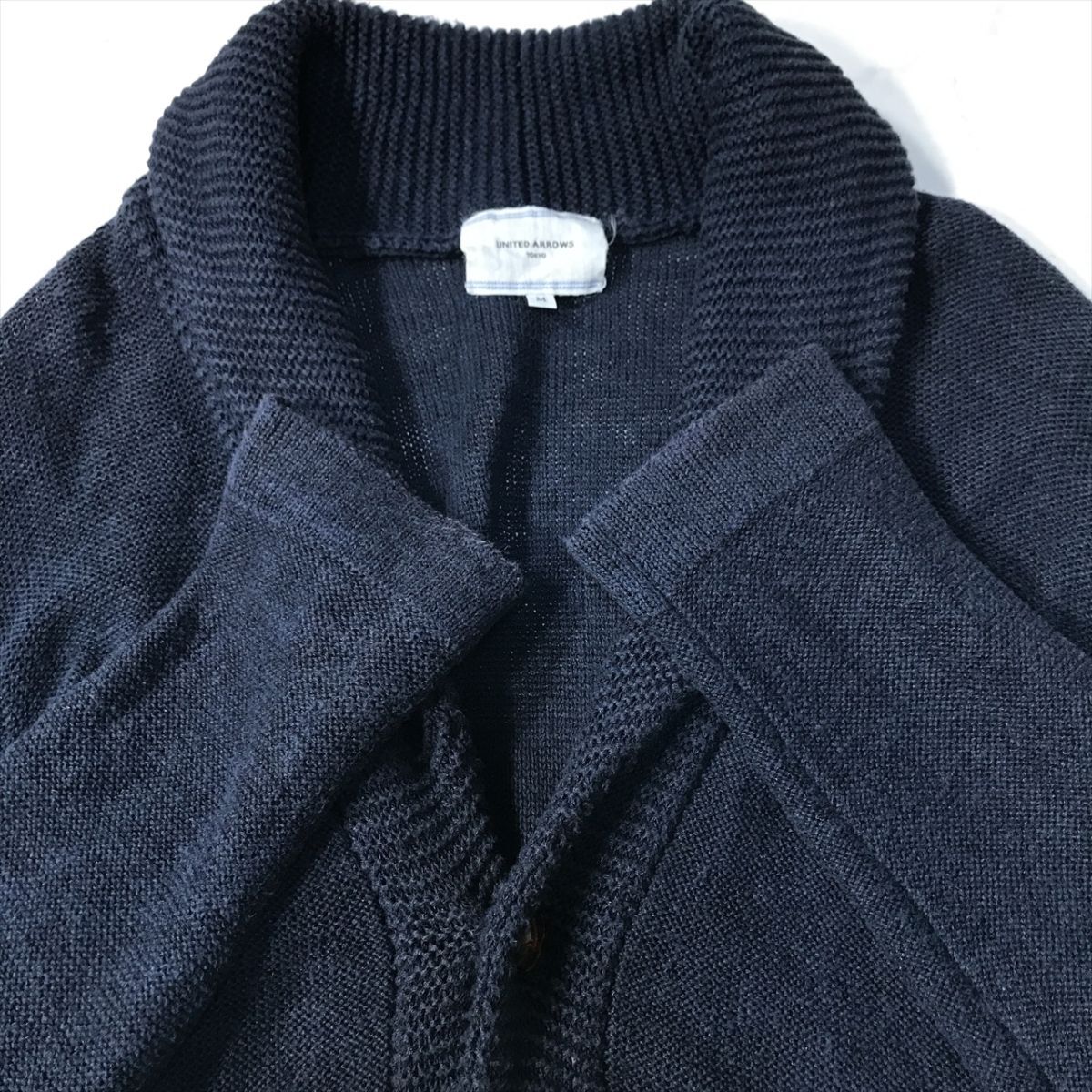 { superior article *}UNITED ARROWS United Arrows * cotton linen* cotton flax * knitted cardigan * sweater * navy * size M(MA6333)*S80