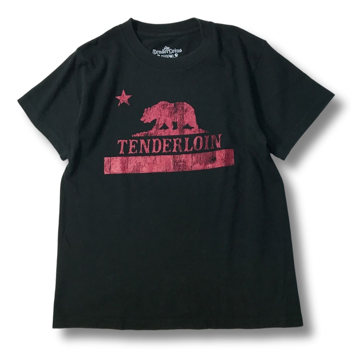 《良品◎》TENDERLOIN テンダーロイン★ビッグロゴ*フロントデザイン*半袖Tシャツ*カットソー*ブラック*サイズS(MS2835)◆YP_画像1