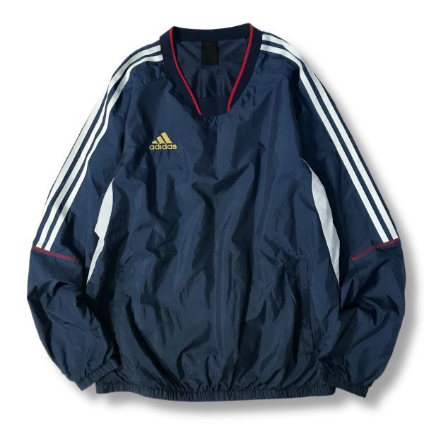 《良品◎》adidas アディダス★ワンポイント*スリーライン*ピステ*ジャケット*スポーツ*ネイビー(MW3303)◆S60の画像1