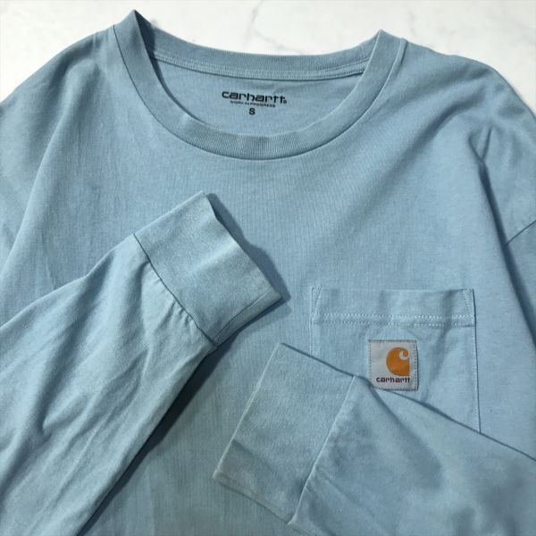 《オススメ◎》Carhartt カーハート★ワンポイント*長袖*ポケットTシャツ*カットソー*グレー*サイズS(MA6213)◆S60の画像3