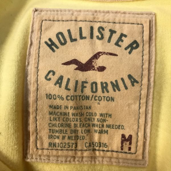 《良品◎》HOLLISTER ホリスター★ロゴ*シングルステッチ*半袖Tシャツ*カットソー*サーフ*イエロー*サイズM(MS2742)◆S60_画像5