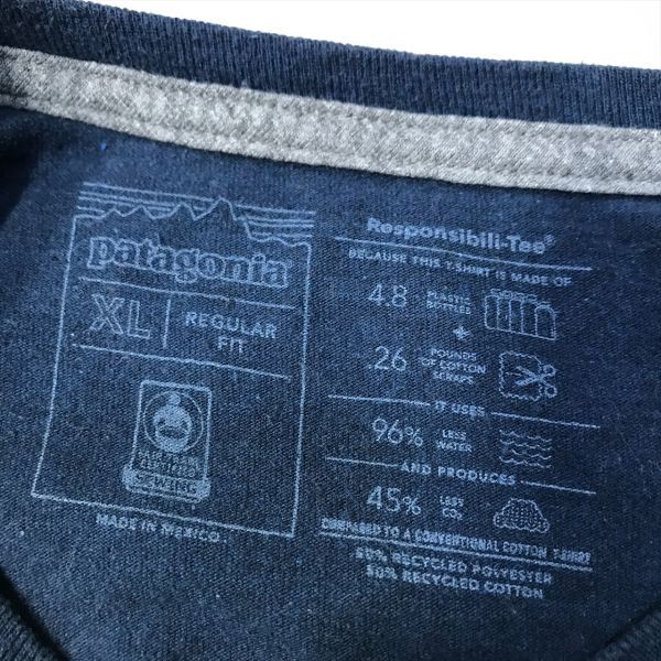 《良品◎》Patagonia パタゴニア★バッグイラスト*ワンポイント*ロゴTシャツ*カットソー*ネイビー*サイズXL(MS2754)◆S60_画像5