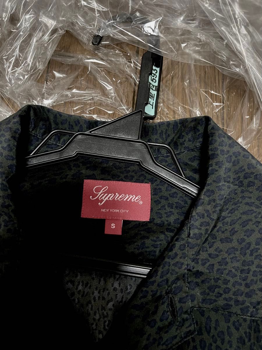 Sサイズ supreme 22ss Leopard Silk S/S Shirt charcoal キムタク