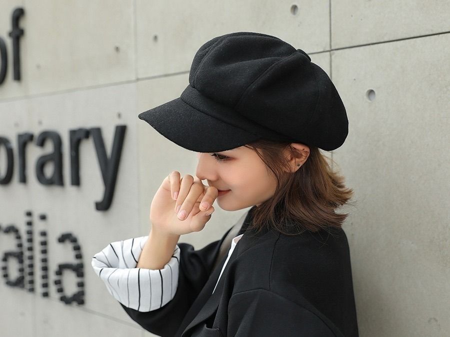 【在庫限り】ハンチング帽 女性 帽子 ブラック 春 秋 冬 かわいい 