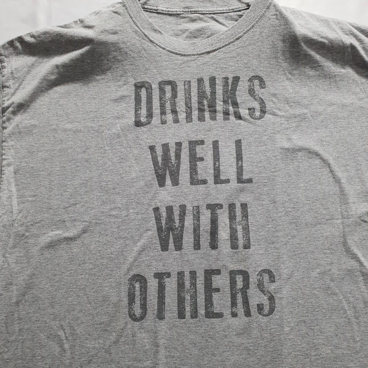 Drinks Well With Others メンズ 半袖 プリント ヴィンテージ Tシャツ 半袖Tシャツ ライトグレー 3XL 90's 古着 #MA0462_画像7