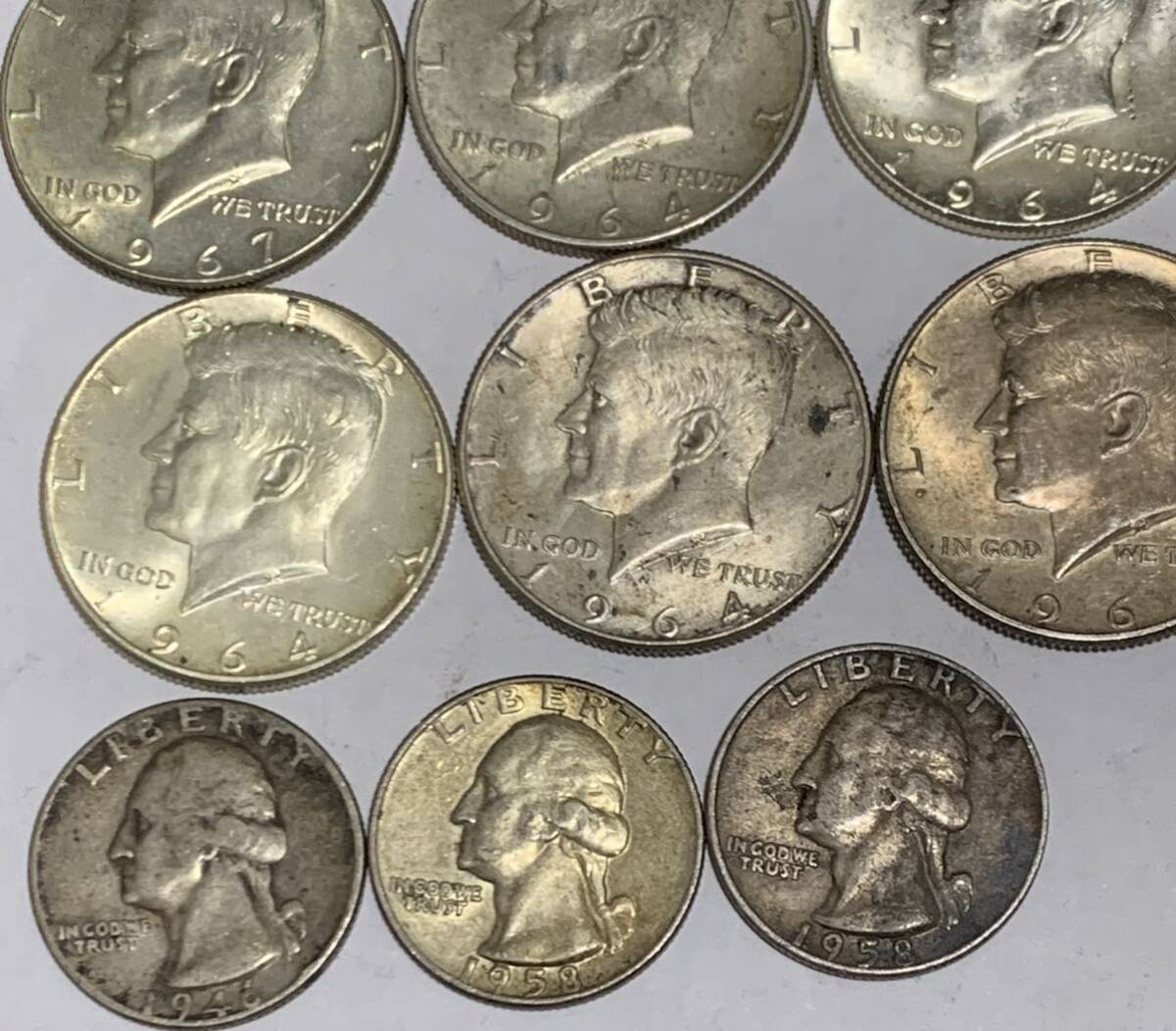 アメリカ シルバーコイン 計211g リバティーコイン ハーフダラー銀貨 ケネディ ピース 銀貨 外国コイン 50セント銀貨 1ドル 古銭 硬貨 の画像5