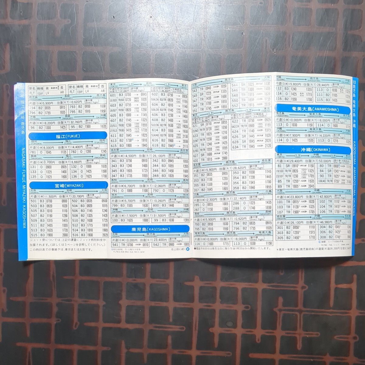 航空時刻表3点:全日空時刻表1980.2月,日本近距離航空:日本航空,国内線時刻表1980.6月,南西航空NUへの乗継(沖縄),沖縄線時刻表1961.9月-11月の画像8